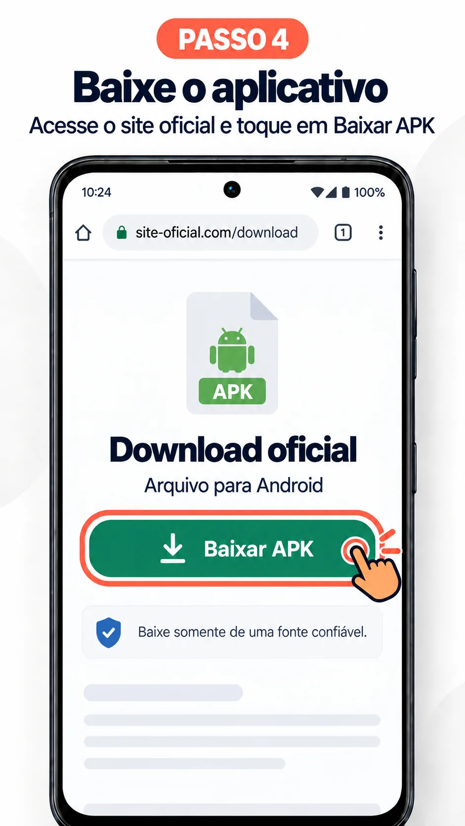 Página de download oficial aberta no Chrome com o botão Baixar APK destacado