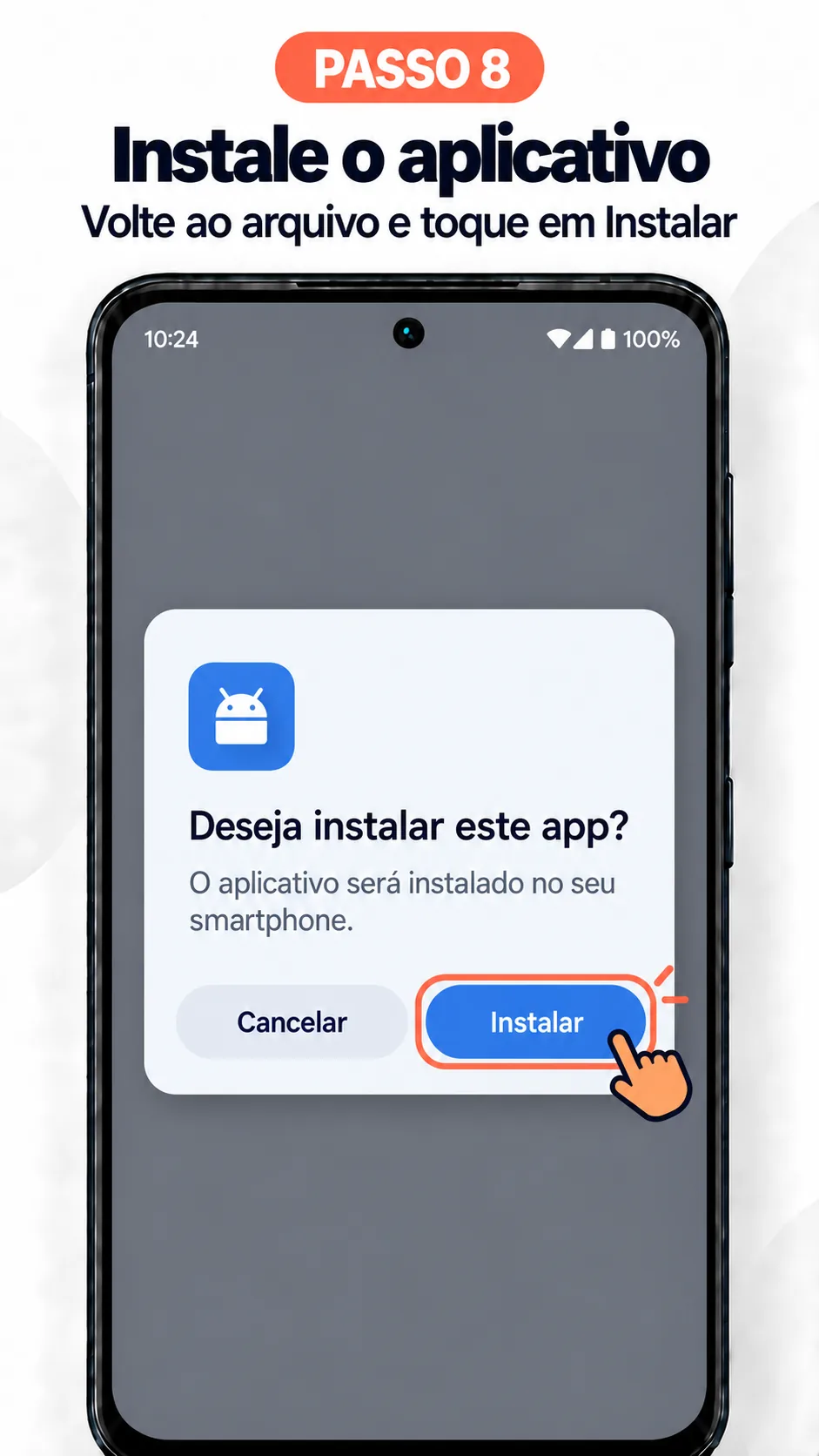 Caixa Deseja instalar este app? com o botão Instalar destacado